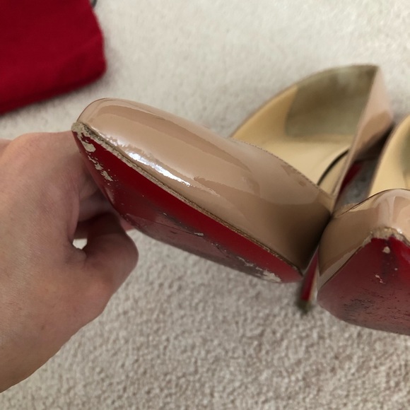 Christian Louboutin Pigalle Follies 100 Nude Patent Heels - Picture 11 of 13